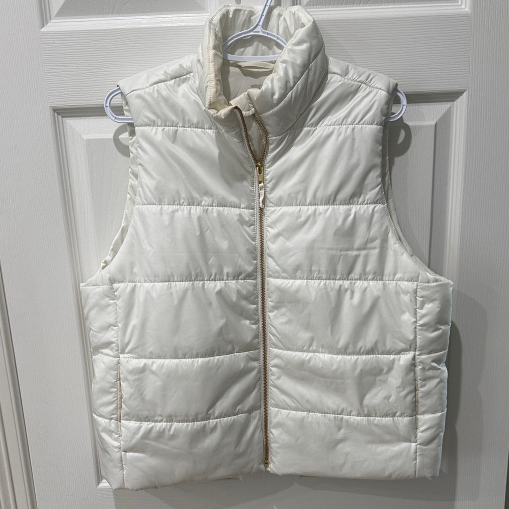 J. Crew Cream/White Puffer Vest